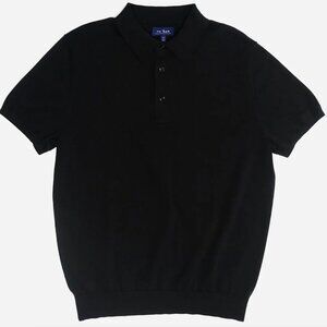 NWT TIE BAR BLACK COTTON MEN'S POLO SIZE L